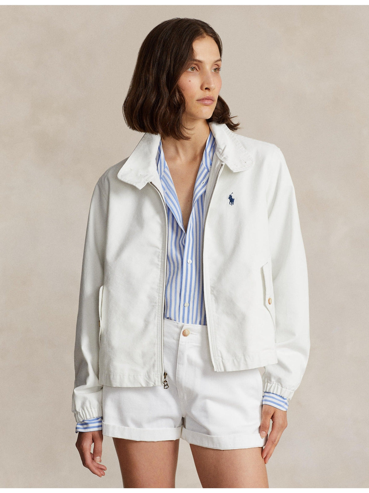 RALPH LAUREN WOMEN Cotton Canvas Jacket Deckwash White