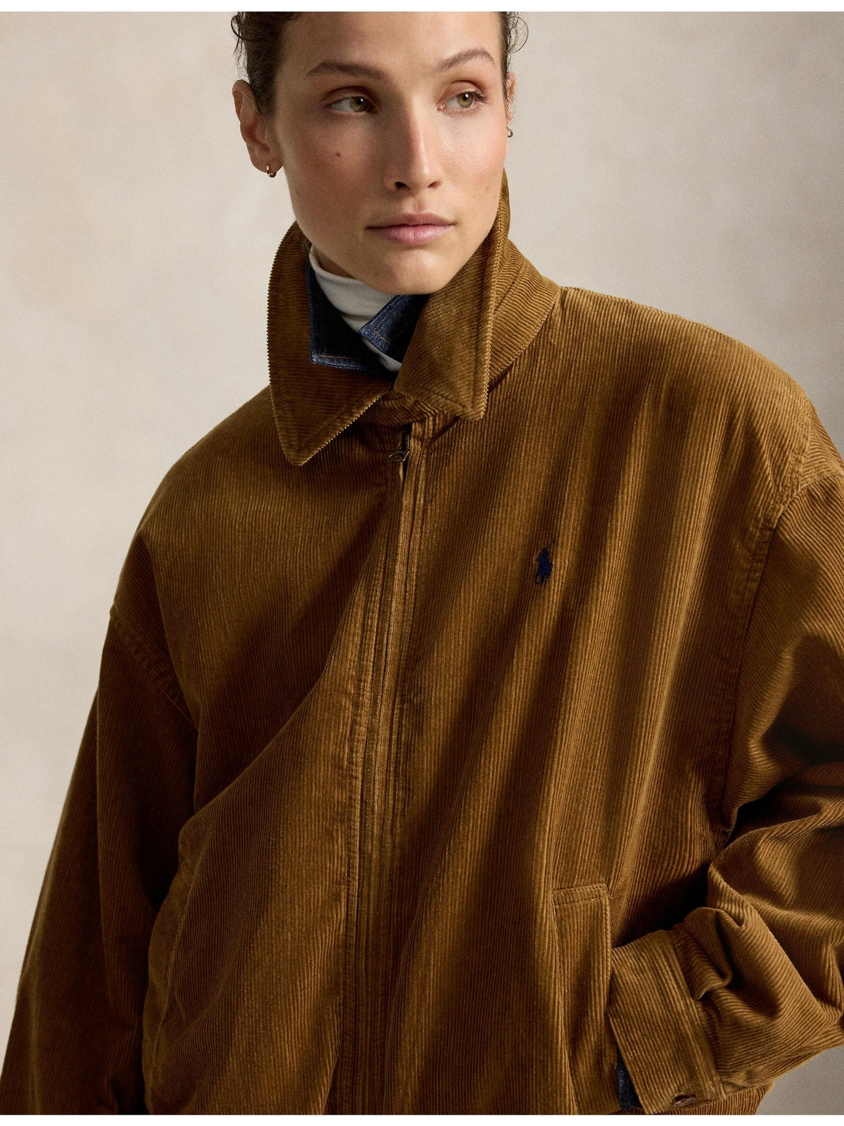 RALPH LAUREN WOMEN Cotton Corduroy Jacket Tan