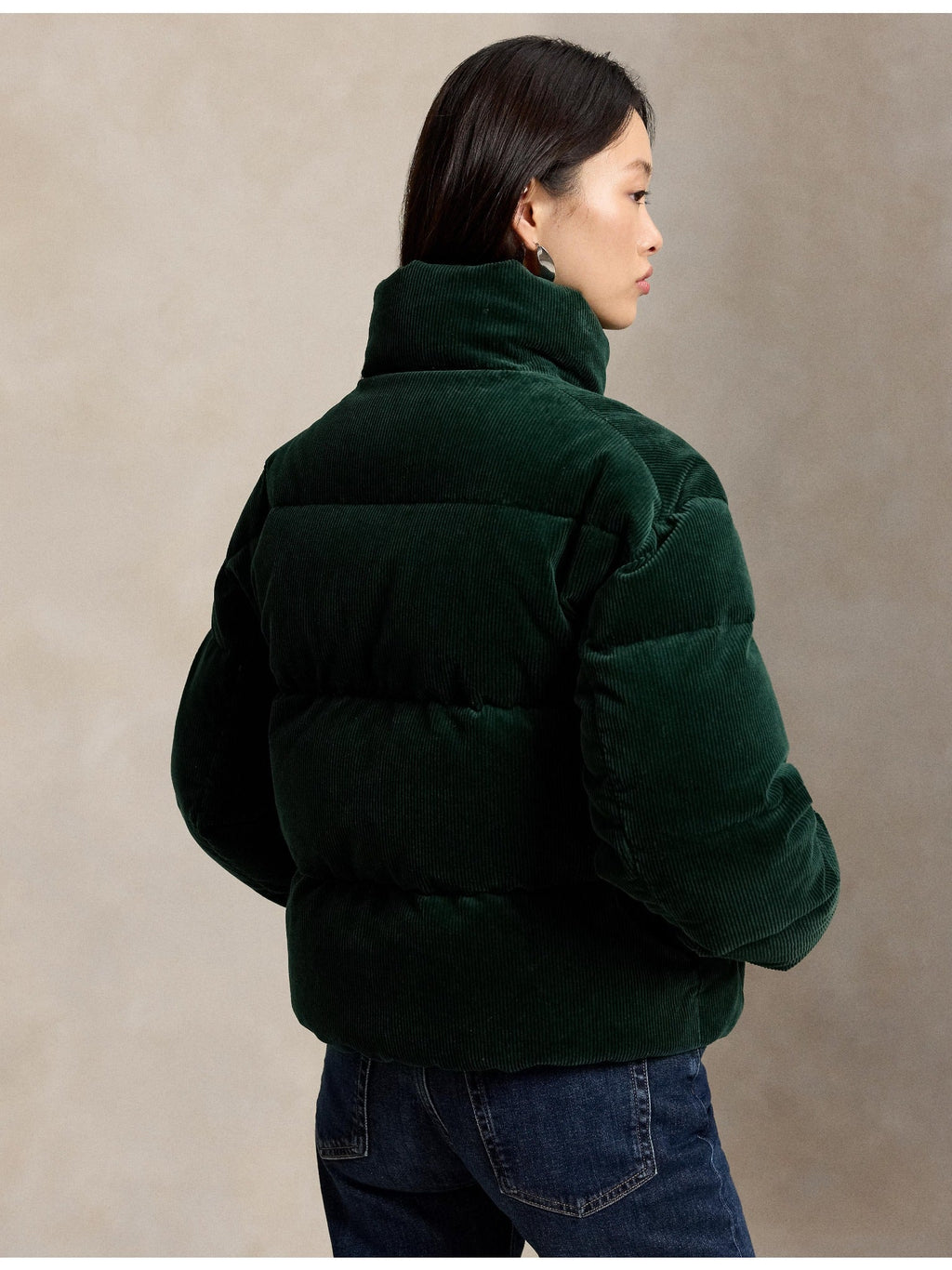 RALPH LAUREN WOMEN Corduroy Down Puffer Jacket Northwest Pine