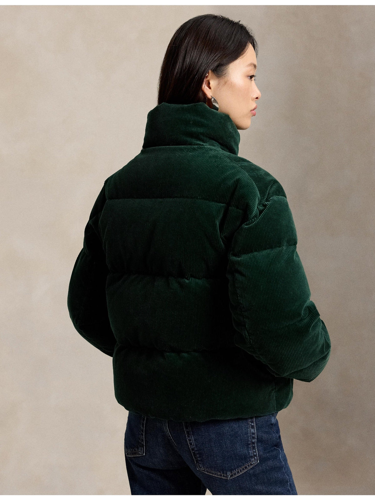 RALPH LAUREN WOMEN Corduroy Down Puffer Jacket Northwest Pine