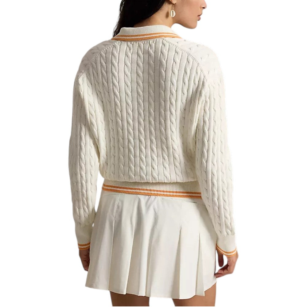 RLX Ralph Lauren Women's Cable Knit Pullover  - White Splash Multi