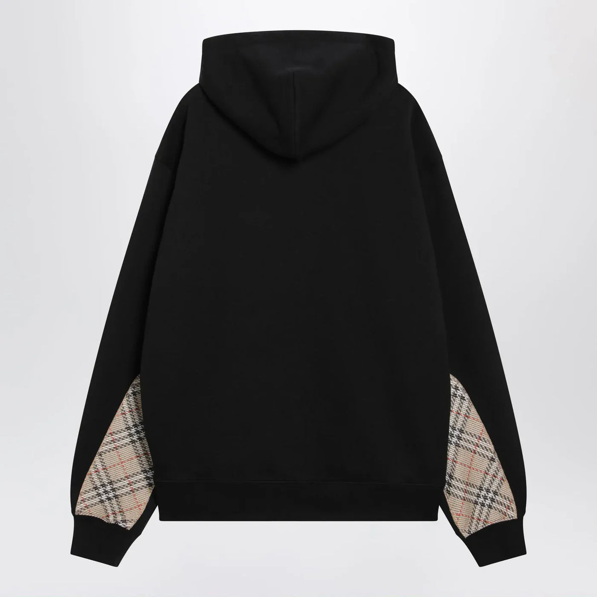 Burberry - Black sweatshirt with Check-pattern inserts