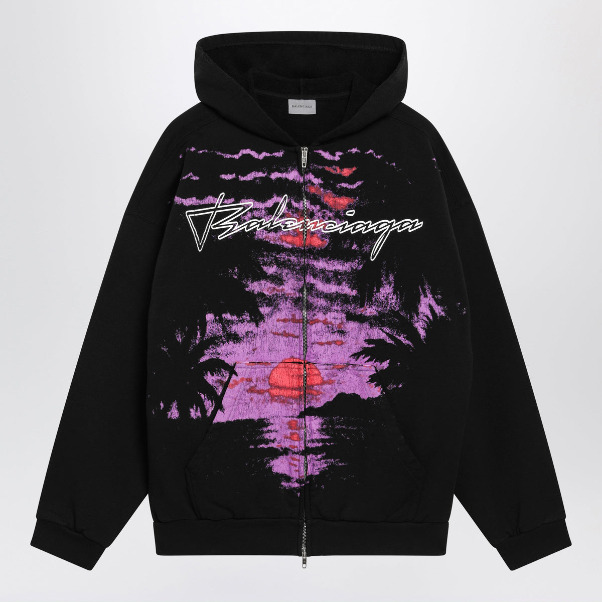Balenciaga Zip-Up Hoodie Dream Surfer In Cotton Fleece Black Women
