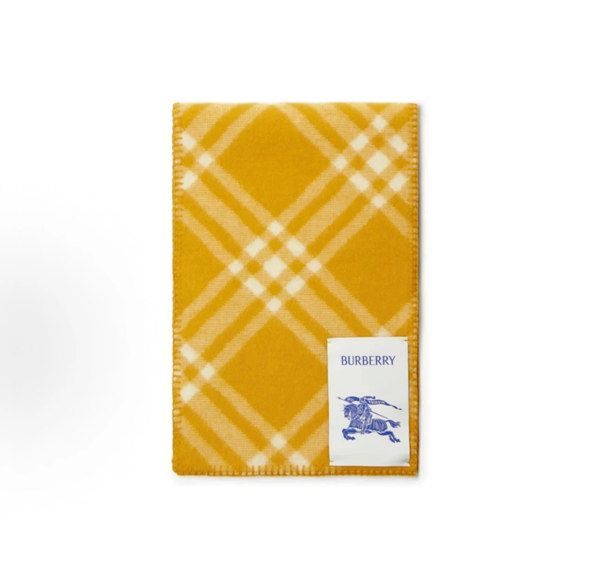 Burberry Unisex Wool Knit Scarf, Logo Check Pattern, Yellow