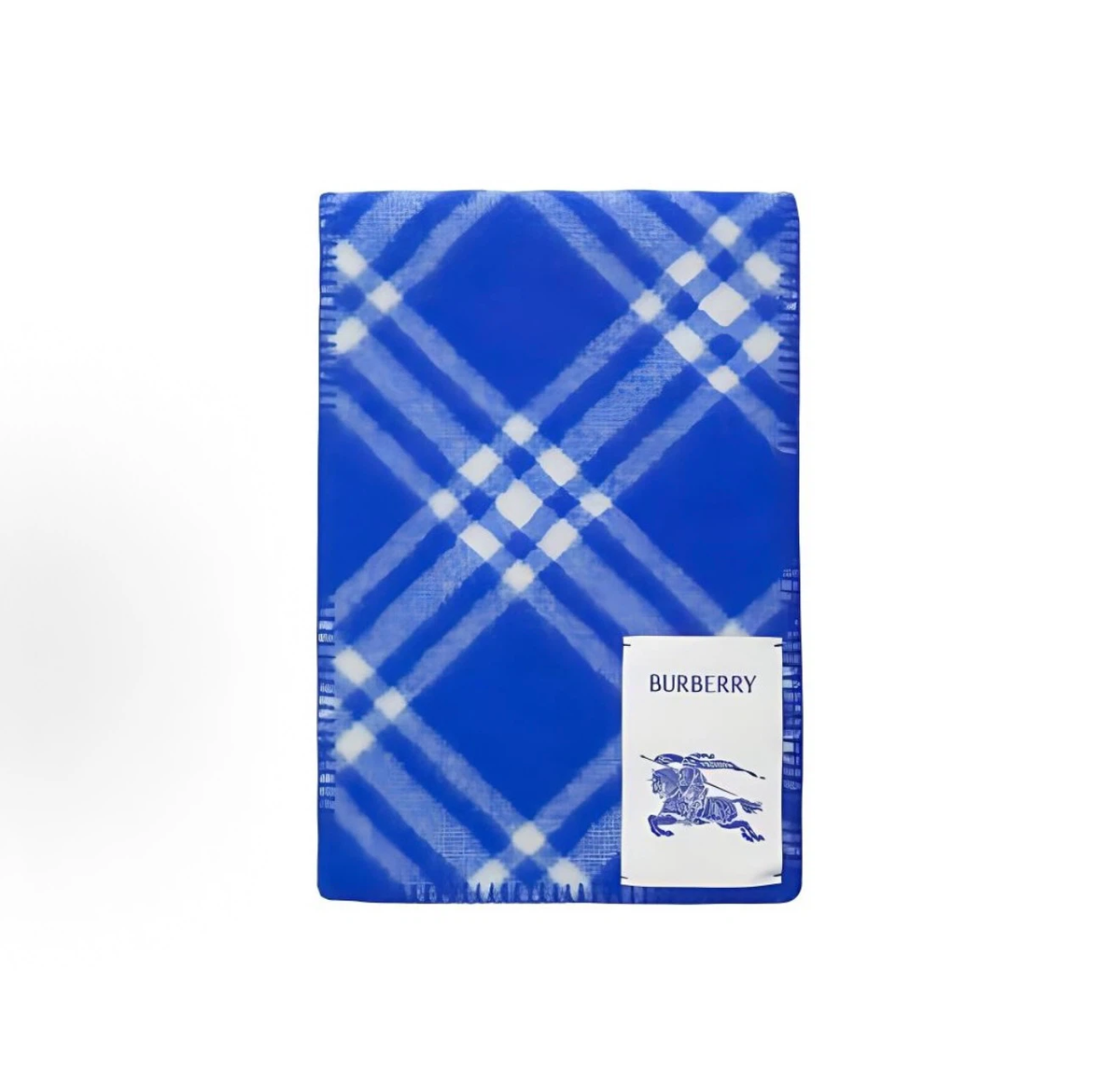 Burberry Unisex Wool Knit Scarf, Logo Check Pattern, Blue