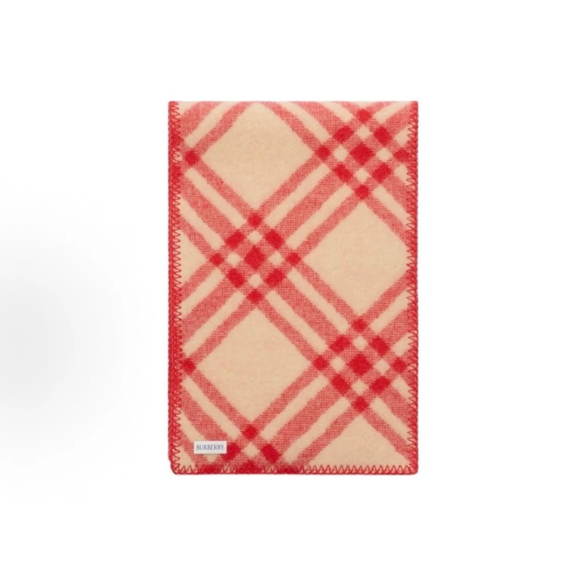 Burberry Women Wool Scarf, Equestrian Knight Logo, Crayon Red