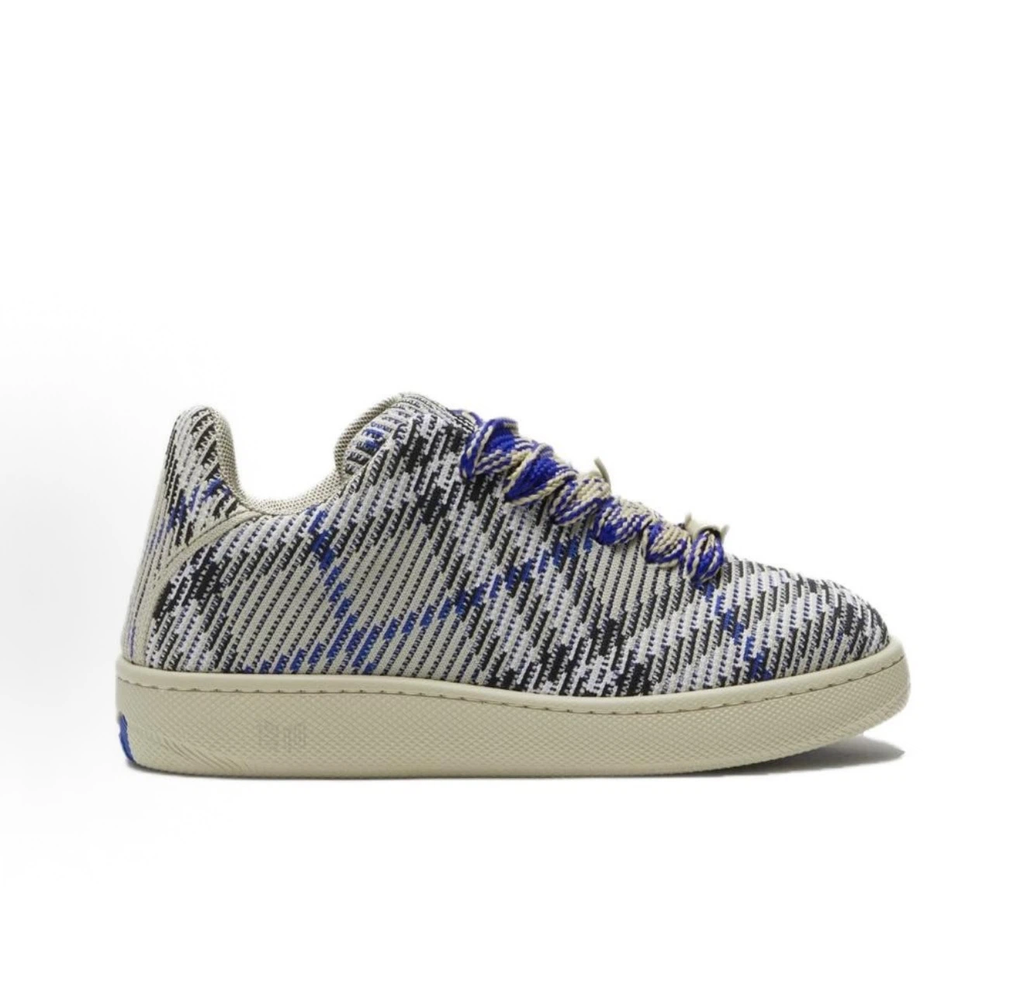Burberry Knit Low‑Top Sneakers Blue Check Women Casual Shoes