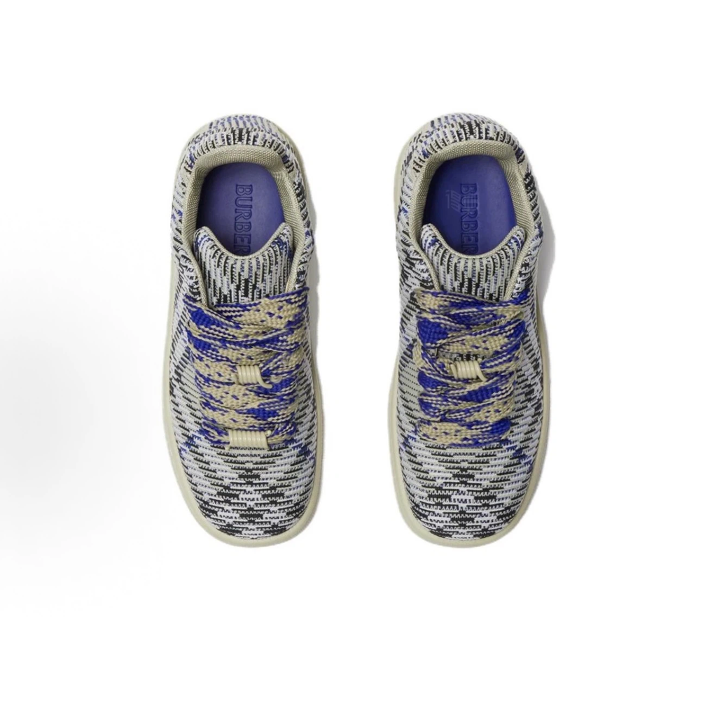Burberry Knit Low‑Top Sneakers Blue Check Women Casual Shoes