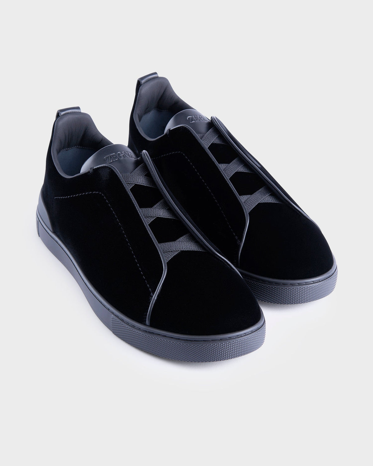 Black Velvet Triple Stitch Sneakers