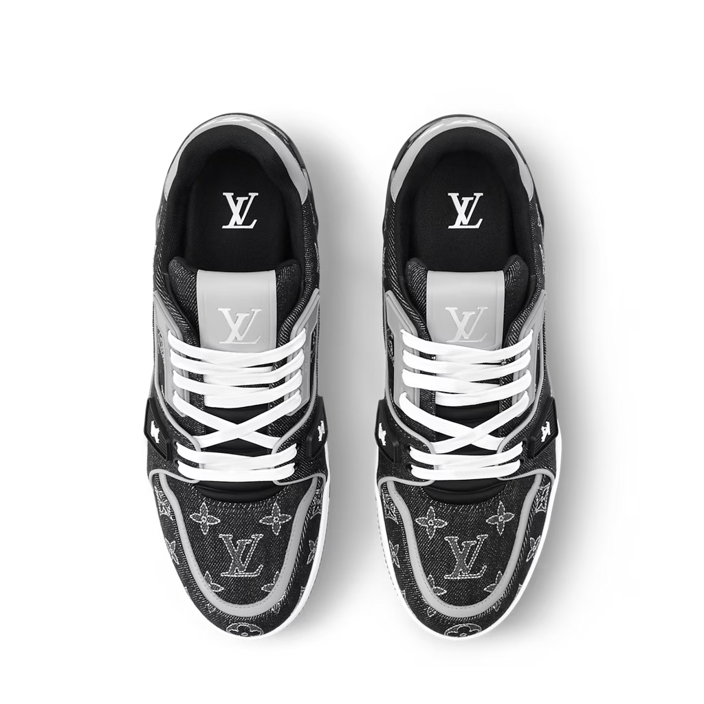 Louis Vuitton Denim & Calf Leather Black Trainer Sneakers