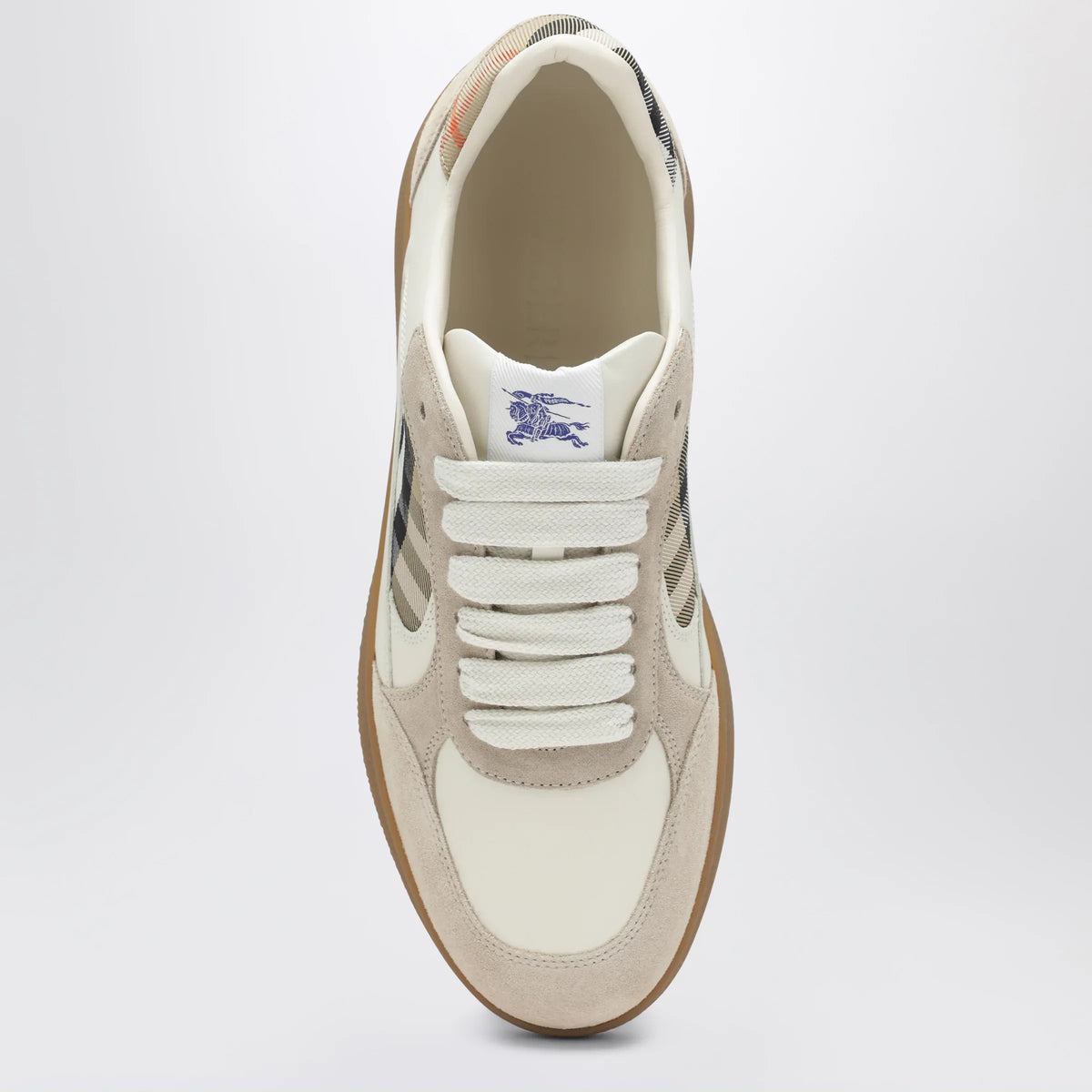 Burberry - Terrace leather and suede sneakers with beige check